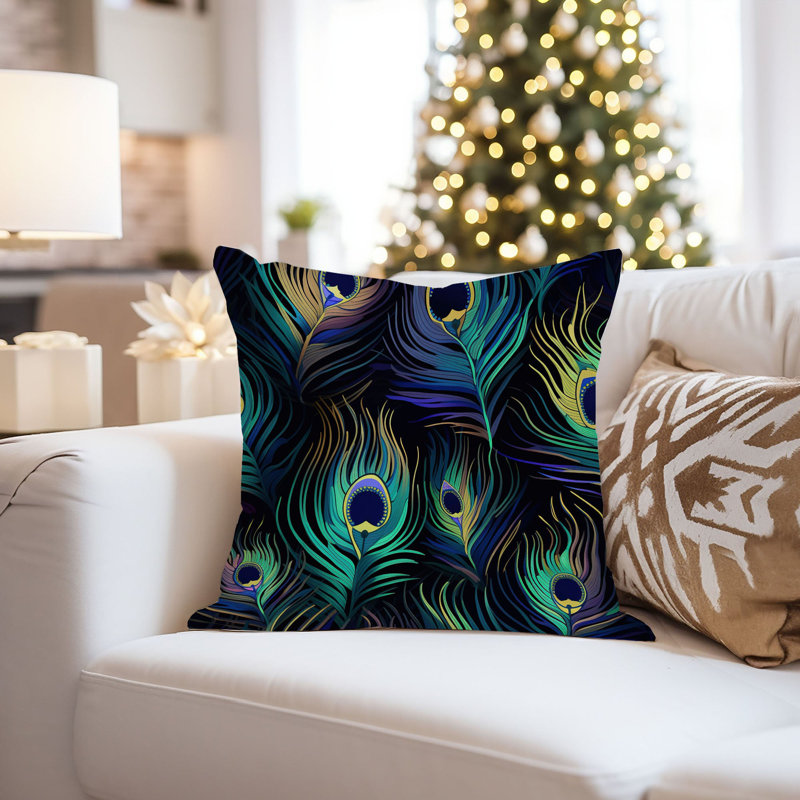 Animals Peacock Feather Pattern V Modern, 18"H x 18"W
