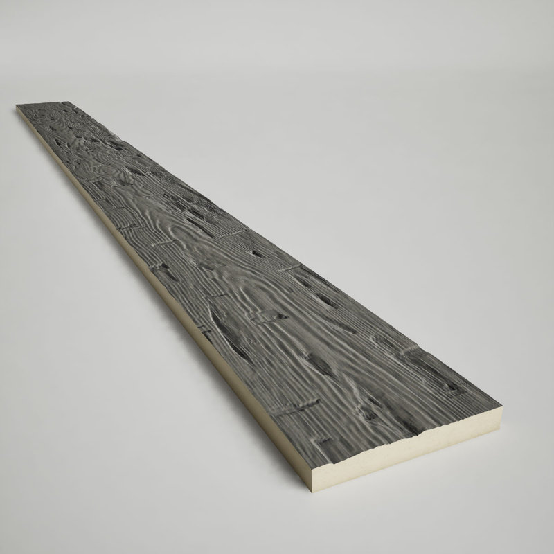 Hand Hewn Endurathane Faux Wood Beam Plank, 8" H x 72" W x 1" D, Seashell