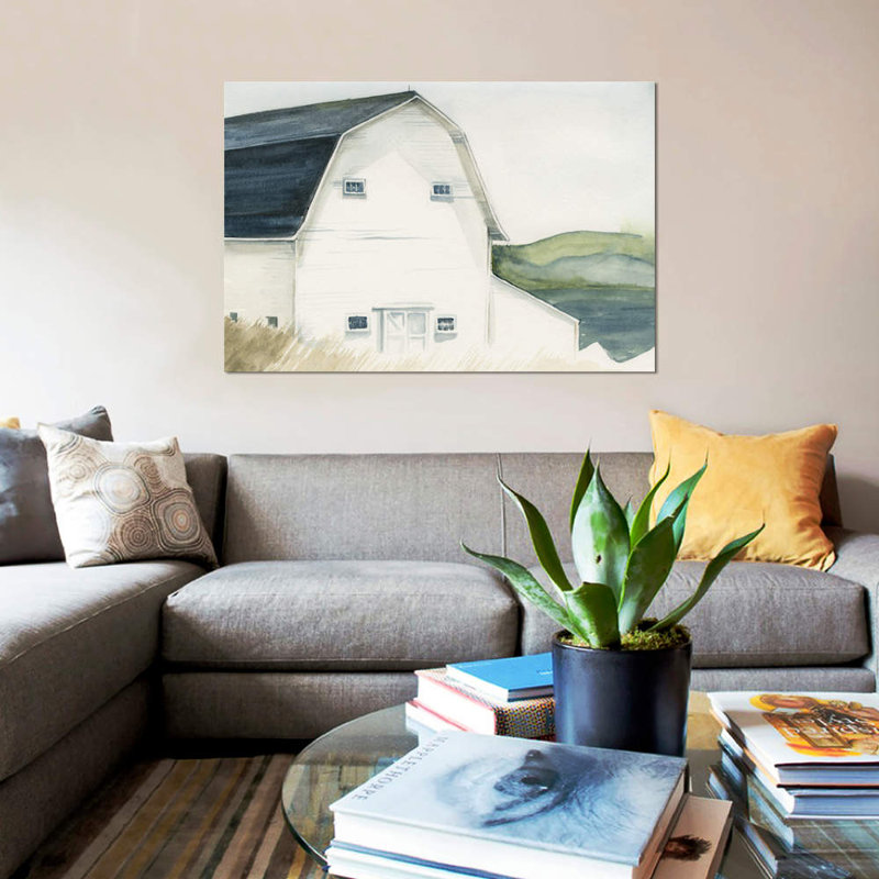 «Watercolor Barn IV» par Jennifer Paxton Parker - reproduction d'art sur toile tendue, H 12 po x l 18 po x P 1,5 po