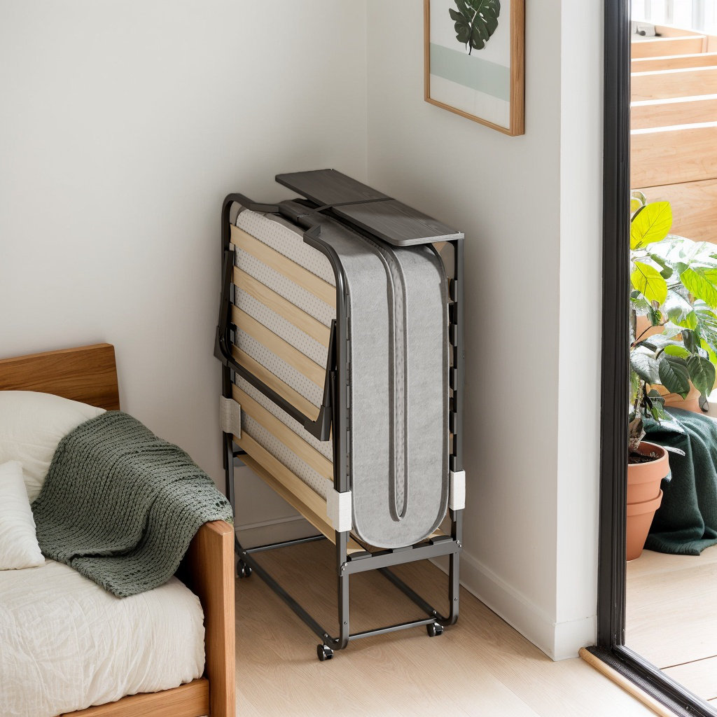 Balus Folding Bed With Mattress For Adults, Cot Size Rollaway Guest Bed  With 5\, image size:1024x1024