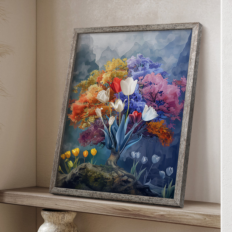 Reproduction encadrée FLORAL Series DCCDXII - bois massif, H 15 po x l 12 po
