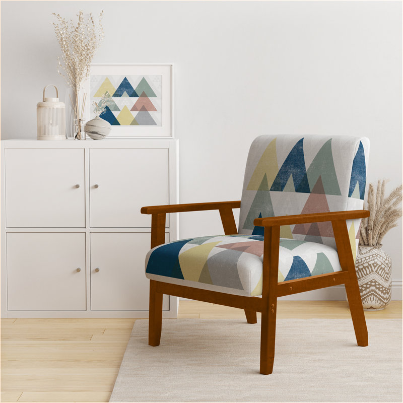 'Gebler - Triangle de composition géométrique II - Fauteuil d'appoint rembourré moderne, Accoudoirs carrés bruns