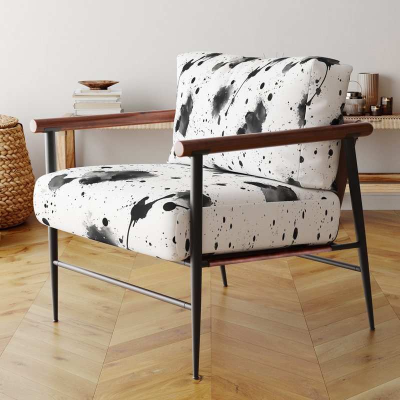 Chaise rembourrée Modern, Bras ronds bruns
