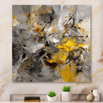 Loughran Mustard Yellow and Vivid Grey III - Print on Canvas