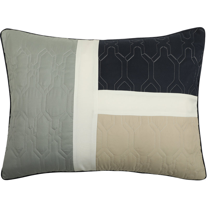 Navy and Grey Microfiber Queen 7-Piece Comforter Set