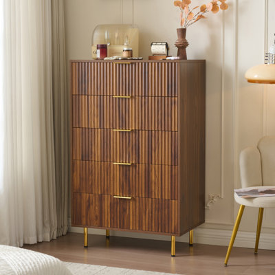 Commode 5 tiroirs, commode de style Mid-Century moderne