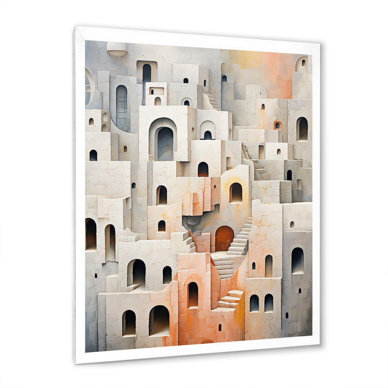 Minimalisme des forteresses I sur toile, H 32 po x l 16 po x P 1 po, Cadre simple blanc