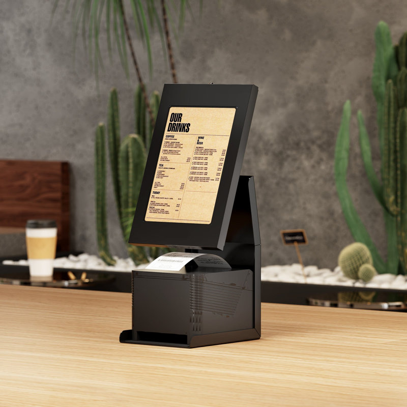 Kiosque anti-vol pour tablette avec tablette pour imprimante, Noir, noir, noir, noir