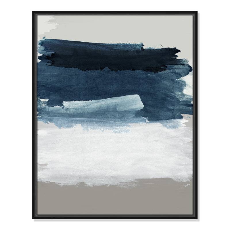 Imprimé nuances de mer et de ciel par Emma Peal, H 29,5 po x l 23,5 po, Cadre flottant noir