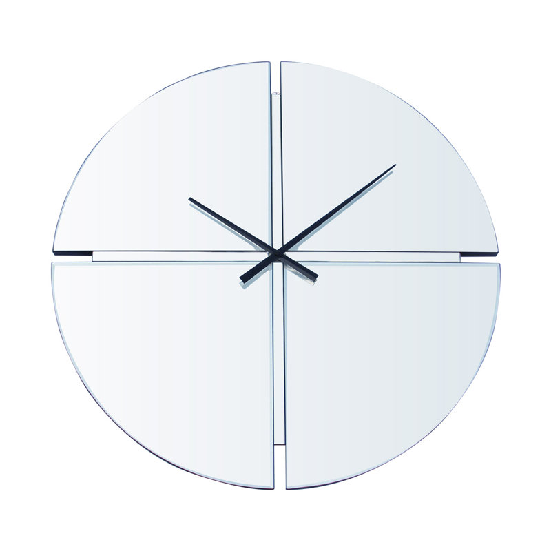 Jhani Mirror Wall Clock for Living Room, Modern Wall Clock For Bedroom Decor, 70cm H x 70cm W x 2.2cm D, Mirror/Clear