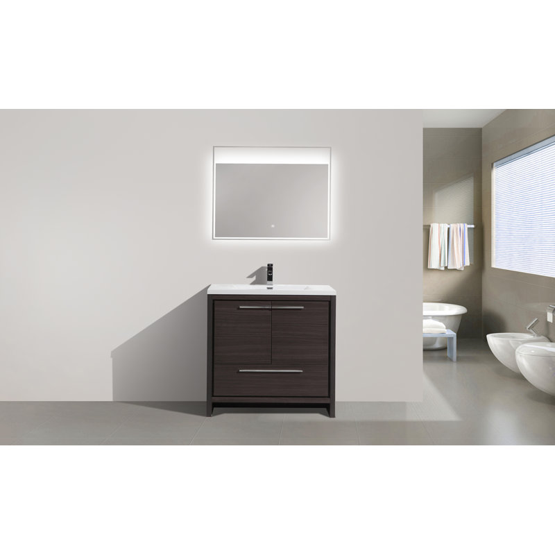Lefebvre 35.5" Single Bathroom Vanity Set, Gray Oak