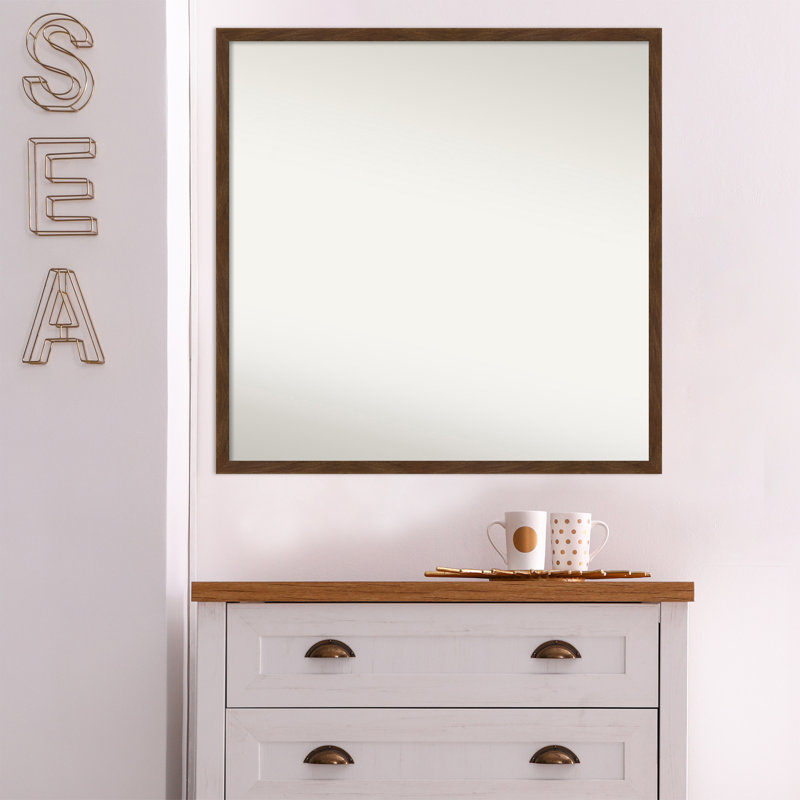 Miroir d'appoint mural, 27 po x 27 po, Brun