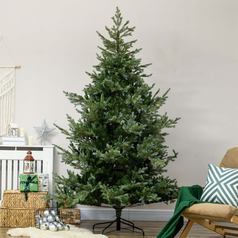 Arbre de Noël artificiel 7,5 pi avec base en métal pliable