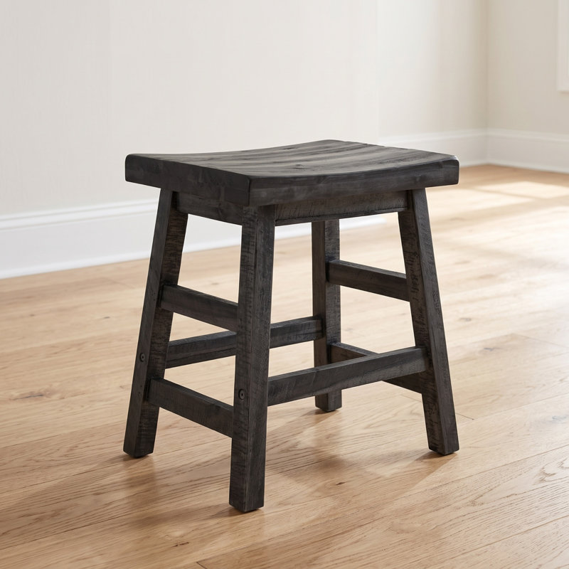 Tabouret de comptoir en bois d'acacia massif 20 po Durango, noir, Black, Petit tabouret (siège d'une hauteur de 20 po)