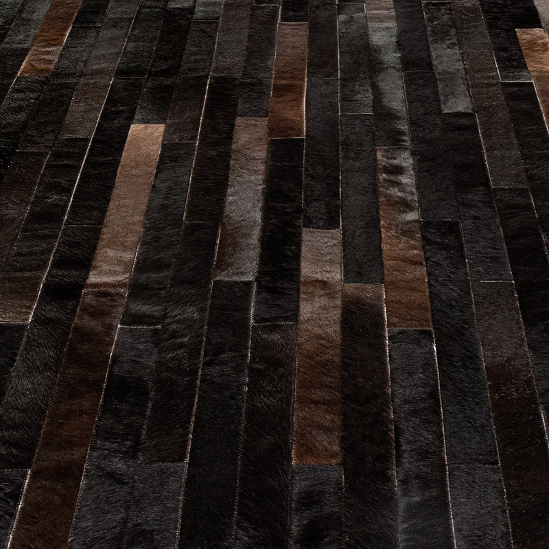 Poseidon Cowhide Striped Area Rug, Rectangle 6' x 9'
