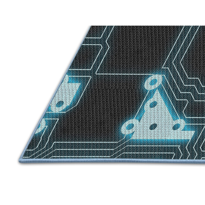 Tapis à motifs bleu marine / noir, Rectangulaire 2 pi x 4 pi