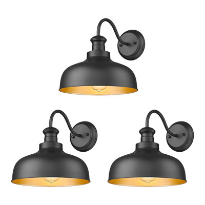 Black Outdoor Barn Light For Farmhouse, Weather Resistant Outdoor Wall Sconce, Outside Lighting For Porch, Garage, Patio, Entryway(Black, 3 Pack)