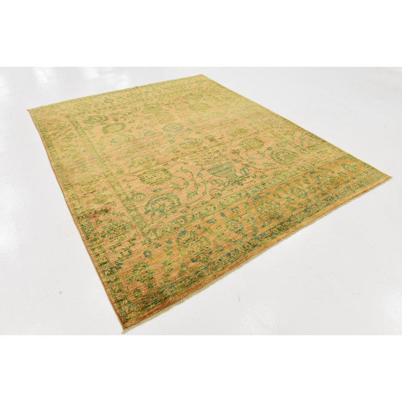 Tapis de zone en laine 6 pi 8 po x 8 pi 3 po one-of-kind noué la brown Nash