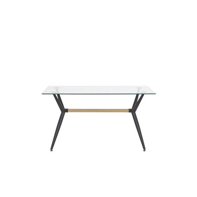 Naheil Glass Top Metal Base Dining Table