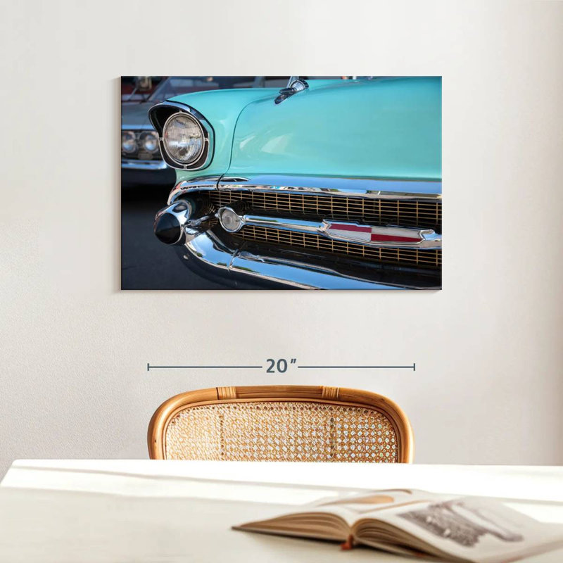Mehar Turquoise Retro Car, 16" H x 24" W