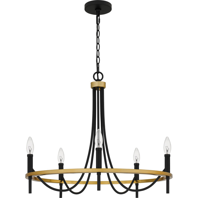 5 - Light Steel Dimmable Wagon Wheel Chandelier