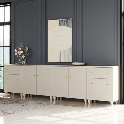 Buffet 4 en 1 avec portes et tiroirs, 118 po