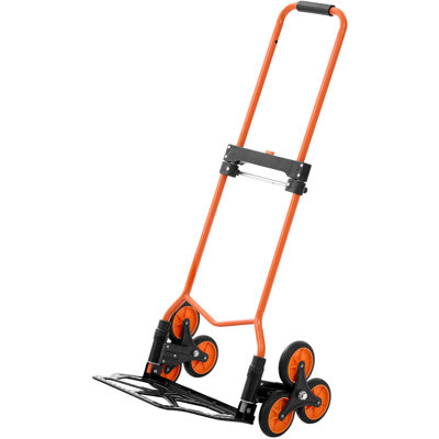 Chariot d'escaliers, capacité d'escalade de 120 lb, chariot de transport pliable avec poignée télescopique, 6 roues et 2 cordes élastiques, chariot d'escalade pour la maison, l'épicerie, l'entrepôt