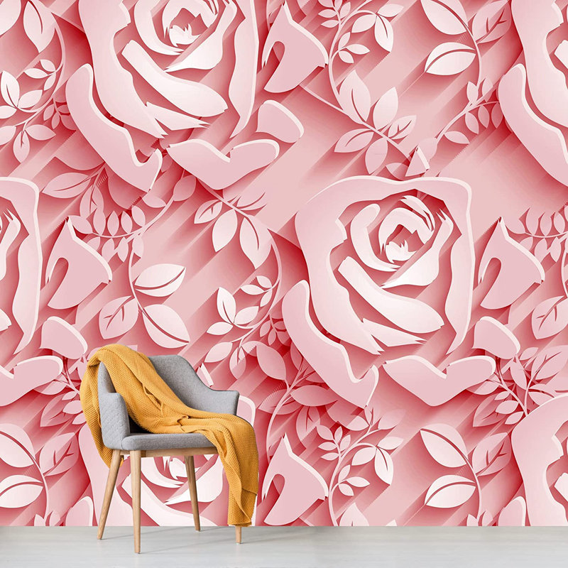 Murale rose, L 144 po x L 8,33 po, Rose