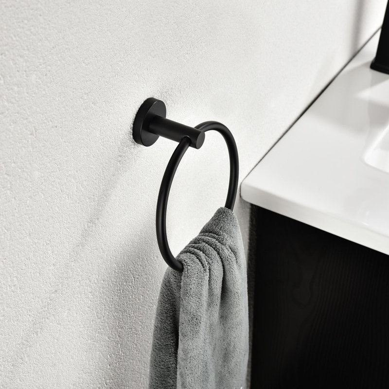 6 Piece Stainless Steel Bathroom Towel Rack Set Wall Mount, Matte Black