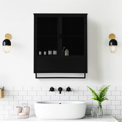 Armoire murale moderne 23,62 po à deux portes avec rangement fermé à deux niveaux