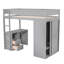 Lit mezzanine simple gris avec armoires encastrées, bureau et armoire de rangement-200839067-200839066