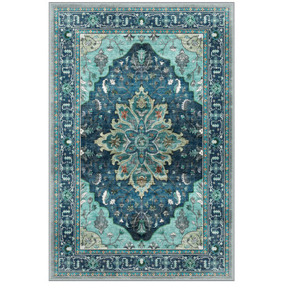 Tapis rétro antidérapant à motif médaillon Sunflower