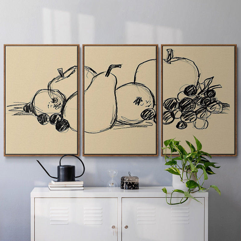 Graphite Fruit II, 3 pièces, Noyer, H 40 po x l 78 po x P 2 po