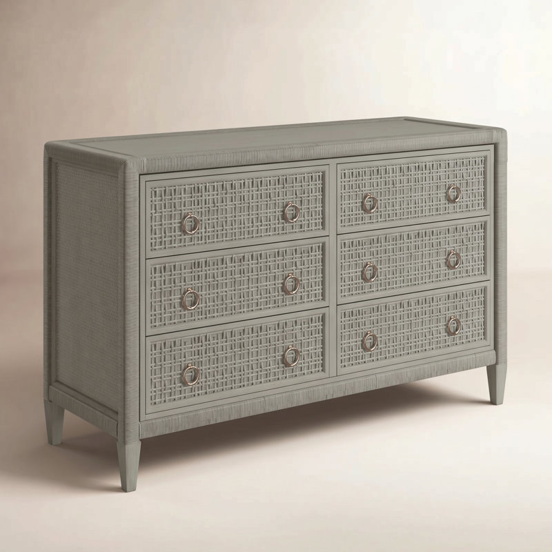 Commode 6 tiroirs Monterey, Pierre grise, Oui, Nickel satiné