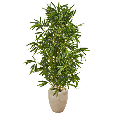 5 pi Arbre artificiel en bambou de couleur sable (véritable toucher) résistant aux rayons UV (intérieur / extérieur)