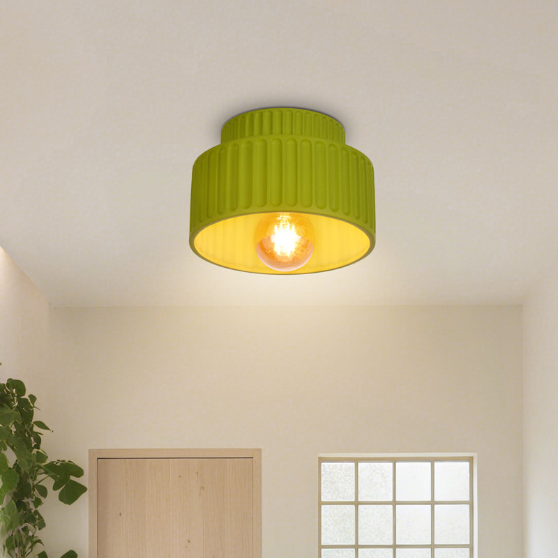 Plafonnier semi-encastré en résine vert clair pour couloir de chambre à coucher