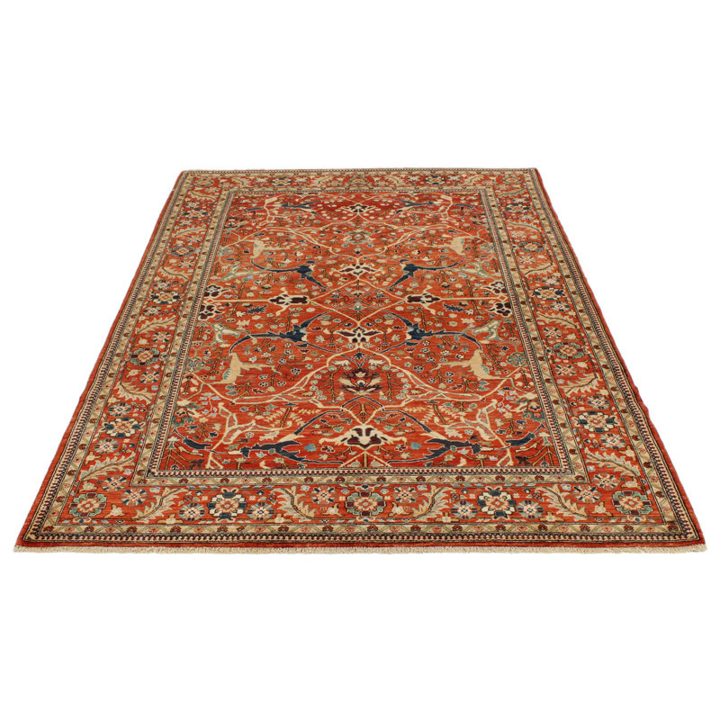 Tapis traditionnel rouge et beige 5 x 8