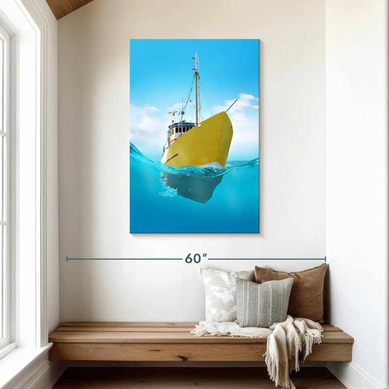 Mehar Yellow Ship, 45" H x 30" W