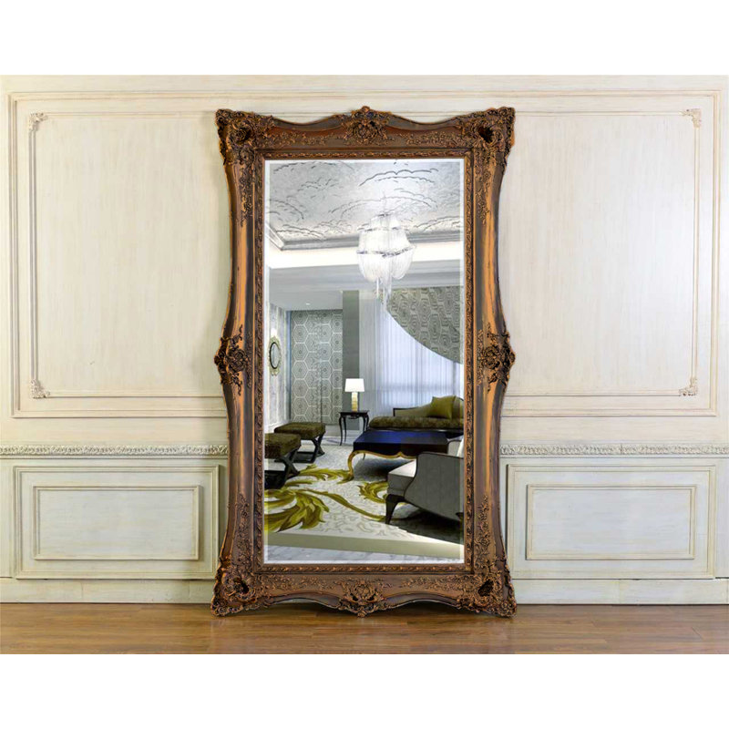 Dayla Solid Wood Mirror, 48" H x 40" W x 4" D, Gold