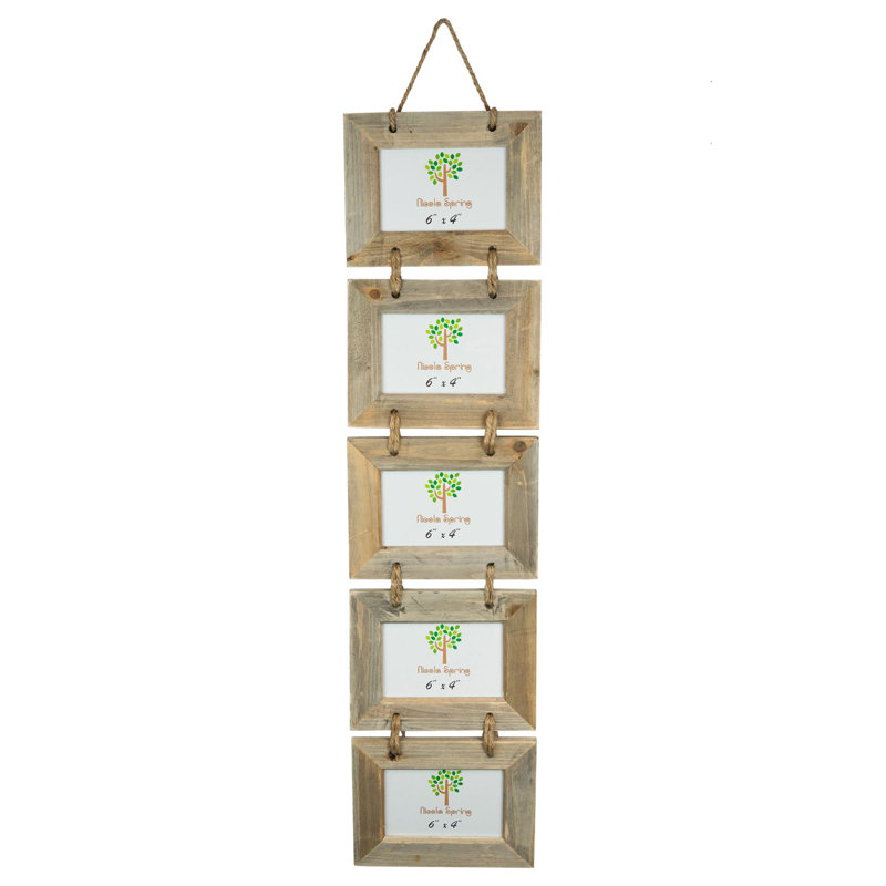 Nicola Spring - Rustic Wooden Hanging 5 Photo Frame - 6 x 4", Brown