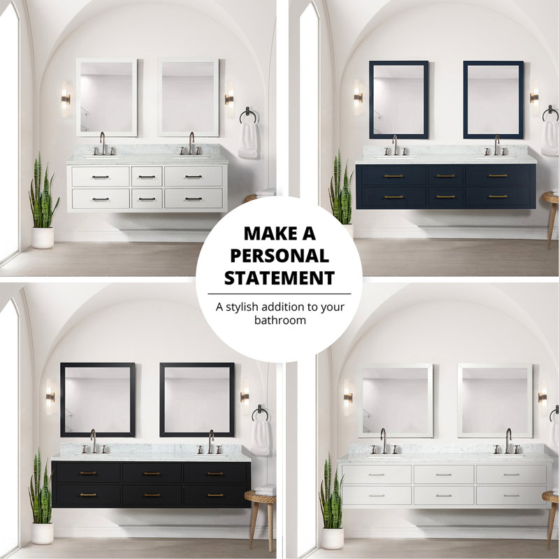 Meuble-lavabo simple noir avec comptoir en acrylique et miroir - fermeture en douceur, structure en bois massif, panneaux 24 po L x P 18 po, comptoir en bois