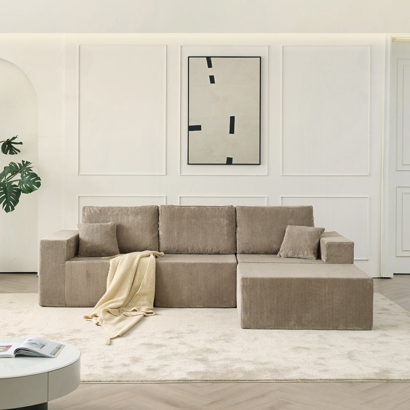 3 places avec repose-pieds et 2 coussins, Gris