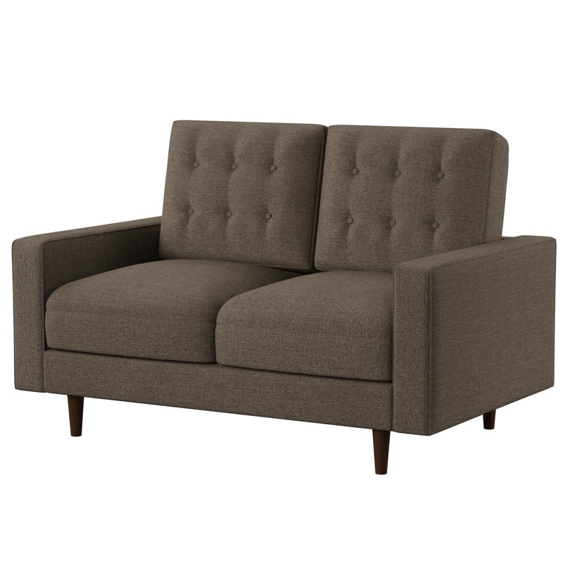 Causeuse à accoudoirs carrés en velours 50,4 po Wipert, Velours brun