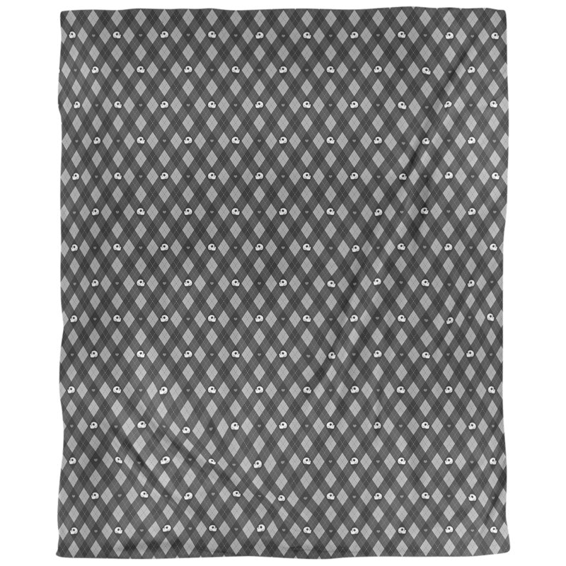 Tissu de crâne argyle, Noir, L 56 po x l 36 po, Coton peigné de base