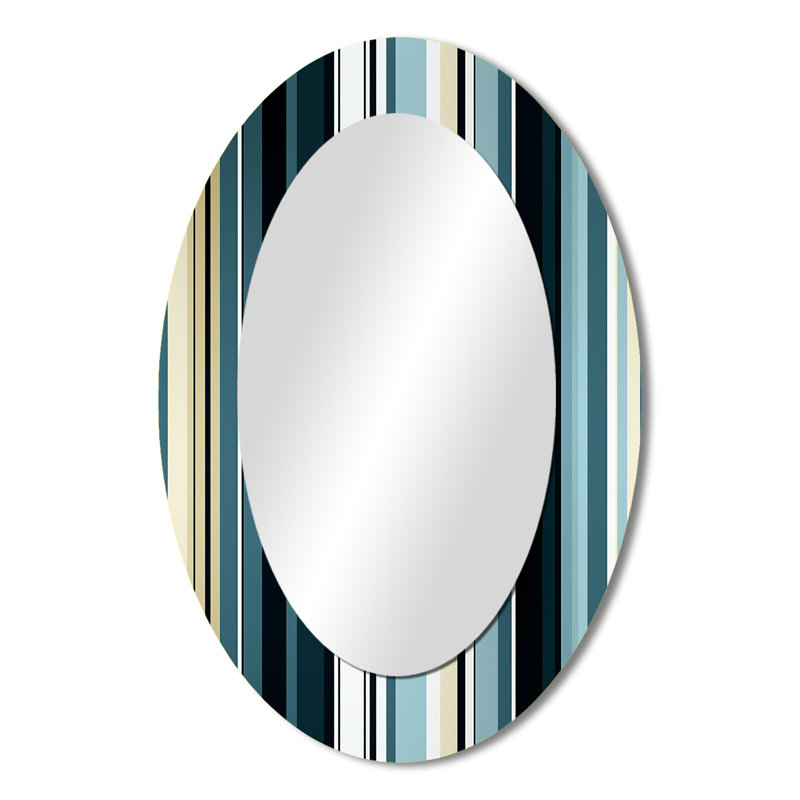 Motif rayé classique bleu classique - Miroir mural ovale bleu, H 36 po x l 24 po