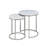 Matzen Contemporary Nesting Table Set with Natural Marble Top in Nickel