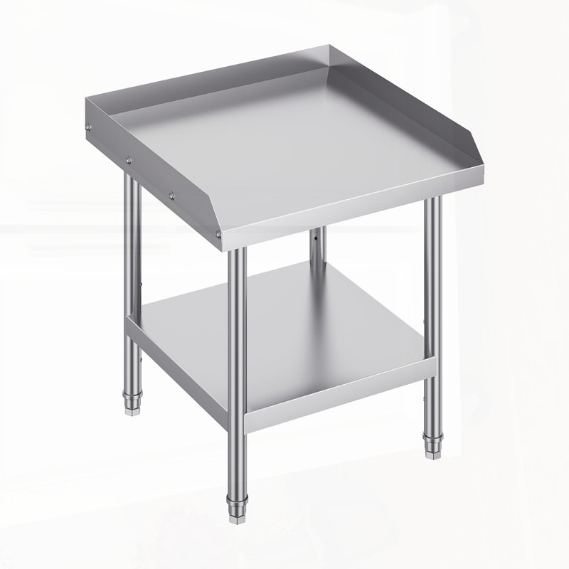 Table de travail en acier inoxydable durable avec dosseret à 3 côtés, hauteur réglable pour un usage commercial et domestique
