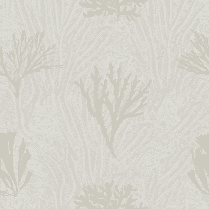 Rouleau de papier peint L 33 pi x l 20,5 po Yuki Osada Sealife, Brun clair