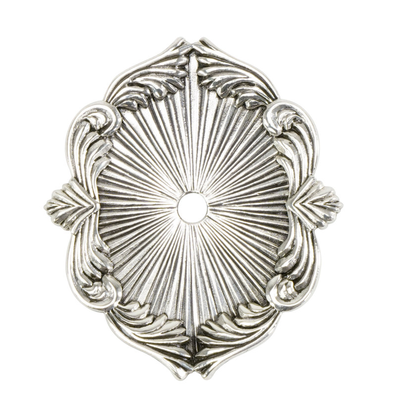 DECORATIVE BACK PLATE 2-1/16", Burnish Silver