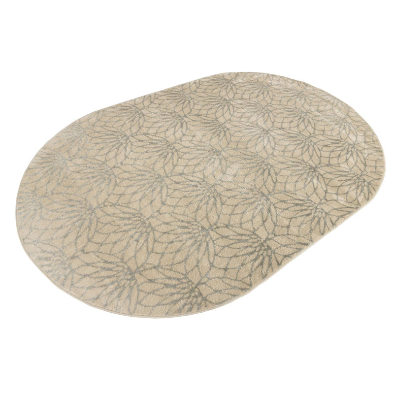 Tapis contemporain blanc cassé Alyciana, Ovale 5 pi 3 po x 8 pi